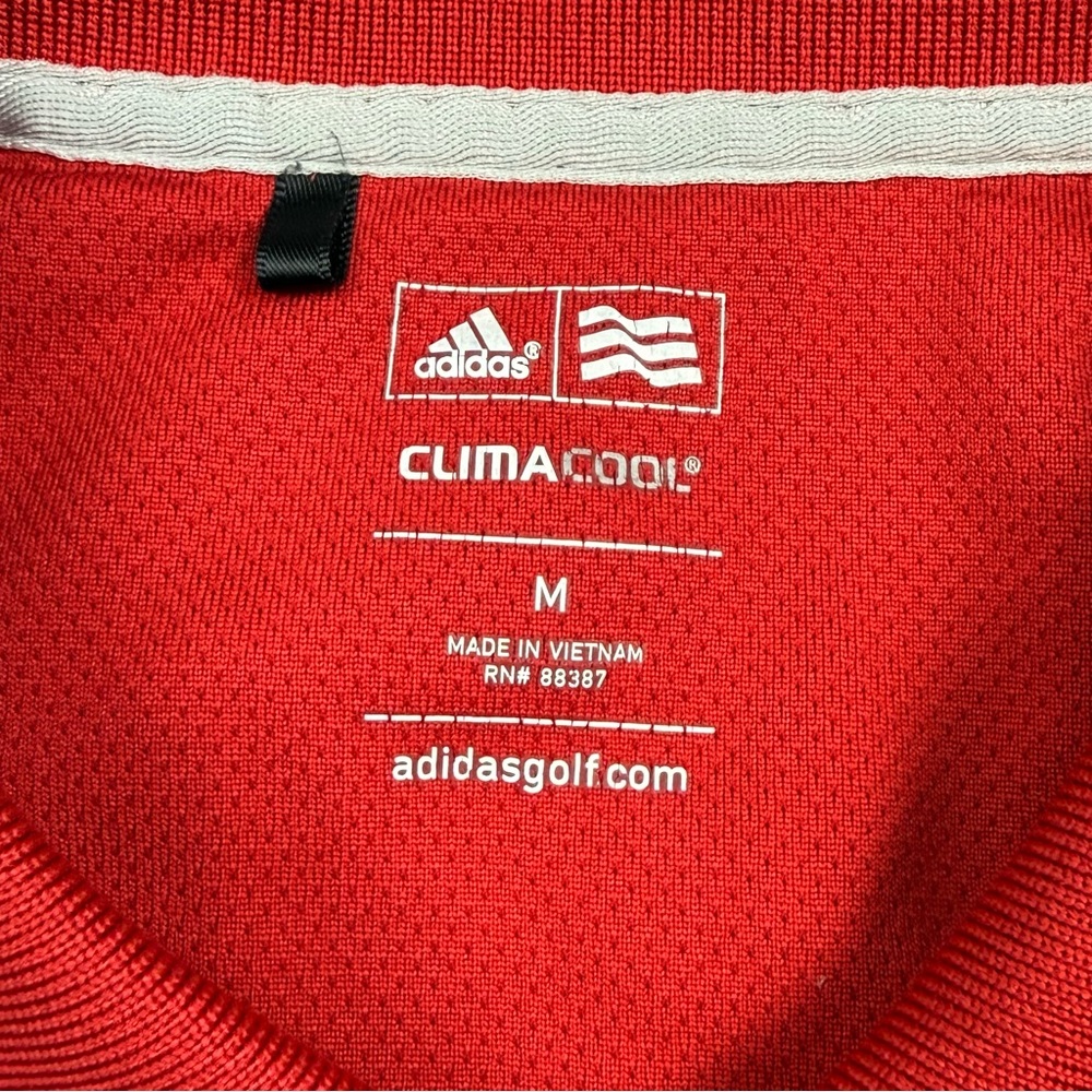 Adidas Golf Channel Mens Argyle Golf Polo Shirt Sz Medium Red Tonal Stretch C7 - Picture 4 of 6